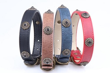 Black peal fours colors real leather dog collars /pet products