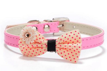 Bowknot leather dog collars leather for small dogs