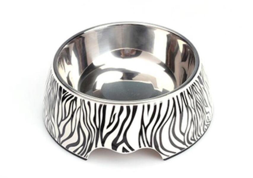 Zebra Pattern Melamine&Stainless Steel  Dog Bowl /pet bowl