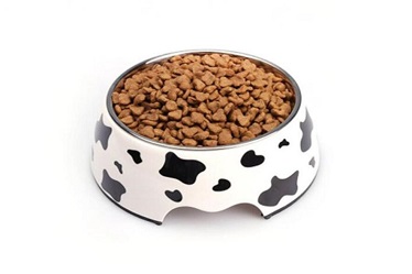 Cow Pattern Melamine&Stainless Steel Pet Dog Food Bowl