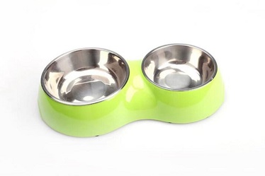New Styles Red Melamine Double Bowl with Stainless Steel Bowl for Dog