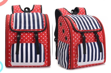 Foldable red&blue designs pet backpack /dog cat carrier