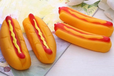 pet VINYL hot dog toys for dog playing dental toys