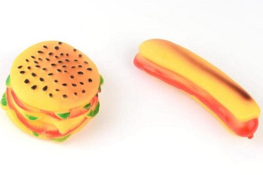 Vinyl pet hamburg and hot dog toys/pet plastic toys